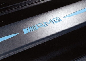 AMG door sill panels, Blue-backlit, brushed stainless steel, x 2